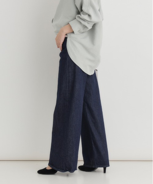 Right-on（ライトオン）の「【HONEYSUCKLE ROSE】ハイライズ ワイドデニムパンツ (ヴィンテージ加工 / 体型カバー / 大人カジュアル)（デニムパンツ・レディース・ノンウォッシュ/ダークインディゴブルー/ライトインディゴブルー・S/M/L/XL）」の11枚目の写真