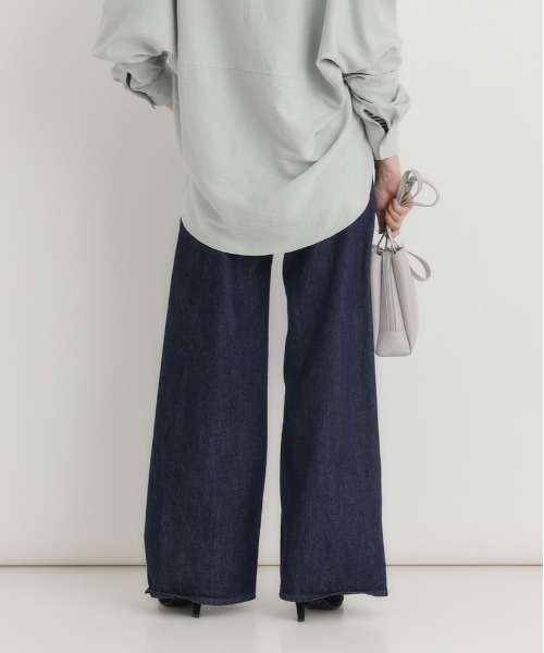 Right-on（ライトオン）の「【HONEYSUCKLE ROSE】ハイライズ ワイドデニムパンツ (ヴィンテージ加工 / 体型カバー / 大人カジュアル)（デニムパンツ・レディース・ノンウォッシュ/ダークインディゴブルー/ライトインディゴブルー・S/M/L/XL）」の12枚目の写真