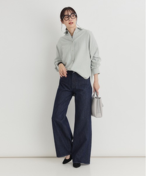 Right-on（ライトオン）の「【HONEYSUCKLE ROSE】ハイライズ ワイドデニムパンツ (ヴィンテージ加工 / 体型カバー / 大人カジュアル)（デニムパンツ・レディース・ノンウォッシュ/ダークインディゴブルー/ライトインディゴブルー・S/M/L/XL）」の13枚目の写真