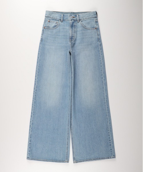 Right-on（ライトオン）の「【HONEYSUCKLE ROSE】ハイライズ ワイドデニムパンツ (ヴィンテージ加工 / 体型カバー / 大人カジュアル)（デニムパンツ・レディース・ノンウォッシュ/ダークインディゴブルー/ライトインディゴブルー・S/M/L/XL）」の14枚目の写真