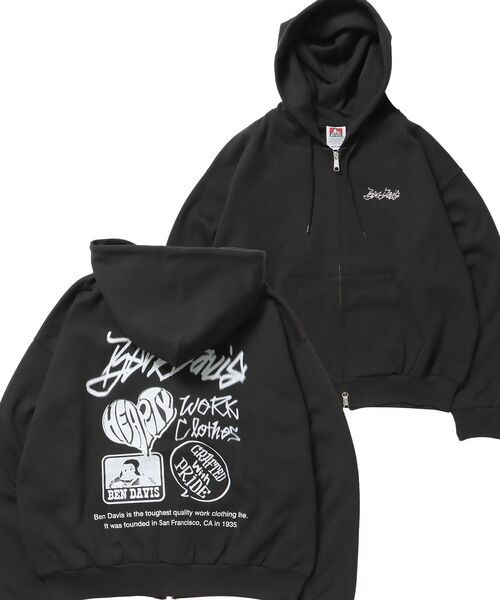 BEN DAVIS（ベンデイビス）】TAGGING JERSEY ZIP HOODY