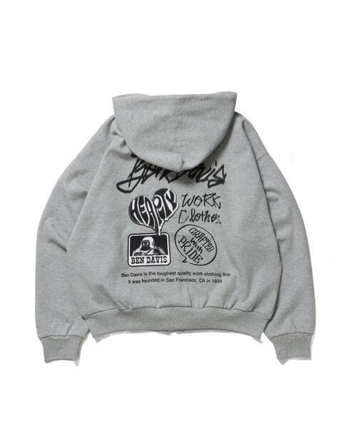 BEN DAVIS(ベンデイビス)の「【BEN DAVIS(ベンデイビス)】TAGGING JERSEY ZIP HOODY / ヘビーウェイト 刺繍 スウェット ジップパーカー 刺繍 【短丈】(パーカー・メンズ・ネイビー/グレー/ブラック・MEDIUM/LARGE)」の15枚目の写真