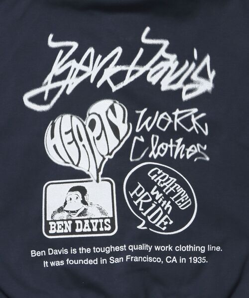 BEN DAVIS(ベンデイビス)の「【BEN DAVIS(ベンデイビス)】TAGGING JERSEY ZIP HOODY / ヘビーウェイト 刺繍 スウェット ジップパーカー 刺繍 【短丈】(パーカー・メンズ・ネイビー/グレー/ブラック・MEDIUM/LARGE)」の4枚目の写真