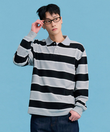 メンズストライプカラーTシャツ-FARK5115B03