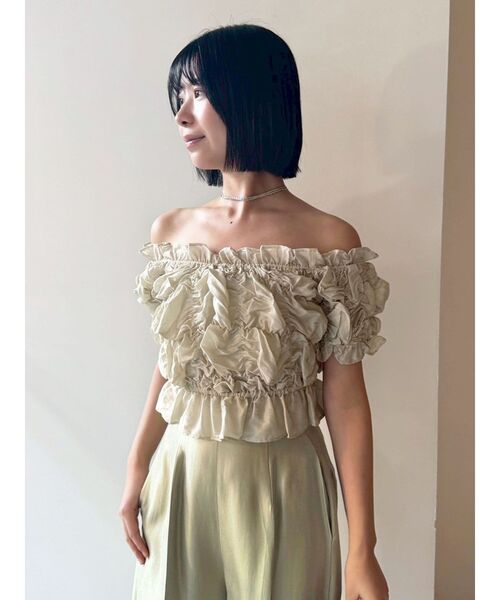 LAGUNAMOON(ラグナムーン)の「LADYシャーリングブラウスパンツドレス オケージョンドレス セットアップ(パンツドレス・レディース・ブラック/ミント・MEDIUM/SMALL)」の8枚目の写真