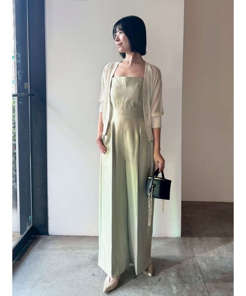 LAGUNAMOON(ラグナムーン)の「LADYシャーリングブラウスパンツドレス オケージョンドレス セットアップ(パンツドレス・レディース・ブラック/ミント・MEDIUM/SMALL)」の9枚目の写真