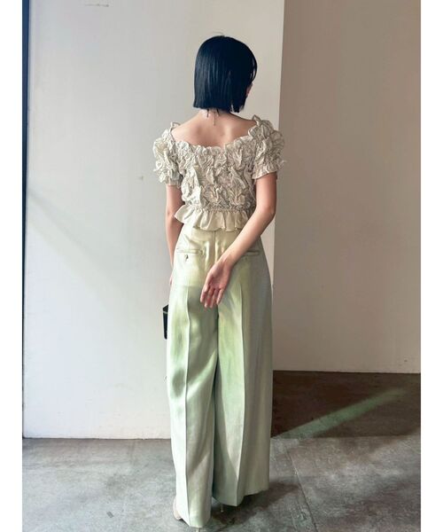 LAGUNAMOON(ラグナムーン)の「LADYシャーリングブラウスパンツドレス オケージョンドレス セットアップ(パンツドレス・レディース・ブラック/ミント・MEDIUM/SMALL)」の10枚目の写真