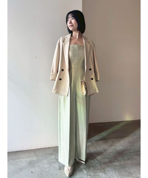 LAGUNAMOON(ラグナムーン)の「LADYシャーリングブラウスパンツドレス オケージョンドレス セットアップ(パンツドレス・レディース・ブラック/ミント・MEDIUM/SMALL)」の11枚目の写真