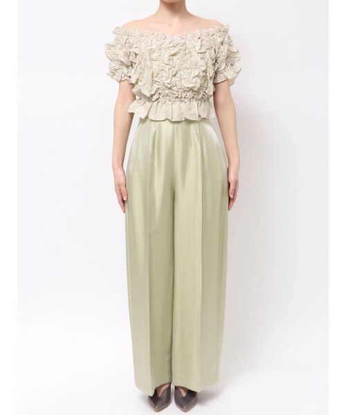 LAGUNAMOON(ラグナムーン)の「LADYシャーリングブラウスパンツドレス オケージョンドレス セットアップ(パンツドレス・レディース・ブラック/ミント・MEDIUM/SMALL)」の13枚目の写真