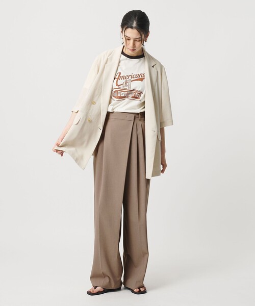 BEAUTY&YOUTH UNITED ARROWS（ビューティーアンドユースユナイテッドアローズ）の「ポプリン 2タック ラップパンツ ウォッシャブル 吸水速乾 接触冷感（その他パンツ・レディース・ブラック/ベージュ/グレー系・XS/L/S/M）」の12枚目の写真