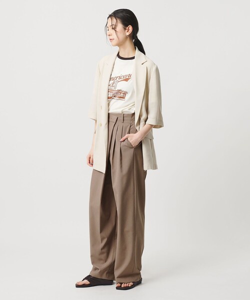 BEAUTY&YOUTH UNITED ARROWS（ビューティーアンドユースユナイテッドアローズ）の「ポプリン 2タック ラップパンツ ウォッシャブル 吸水速乾 接触冷感（その他パンツ・レディース・ブラック/ベージュ/グレー系・XS/L/S/M）」の13枚目の写真