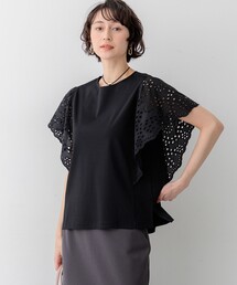 カットワークエンブロイダリー デザインスリーブ トップス
