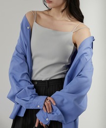 【SOFRIBCOシリーズ】カップ付きダブルストラップ リブキャミソール<UVカット>