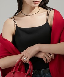【SOFRIBCOシリーズ】カップ付きダブルストラップ リブキャミソール<UVカット>