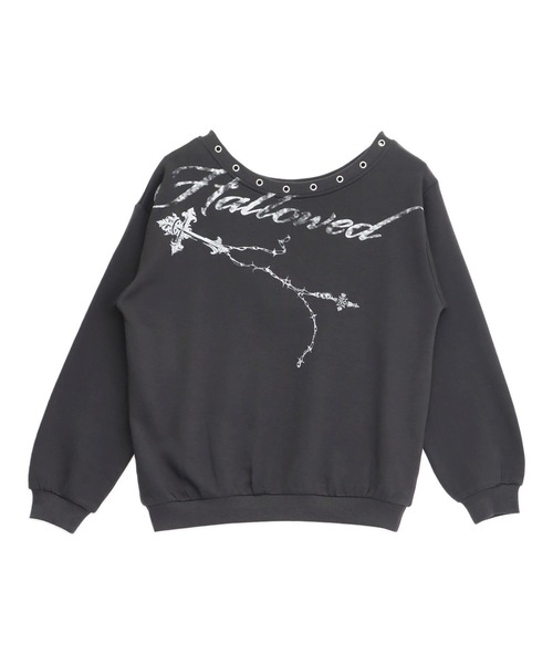 ANAP（アナップ）の「ハトメ付き  オフショル プリント ボリューム スウェット（スウェット・レディース・ダークアッシュ/グレー・F）」の13枚目の写真