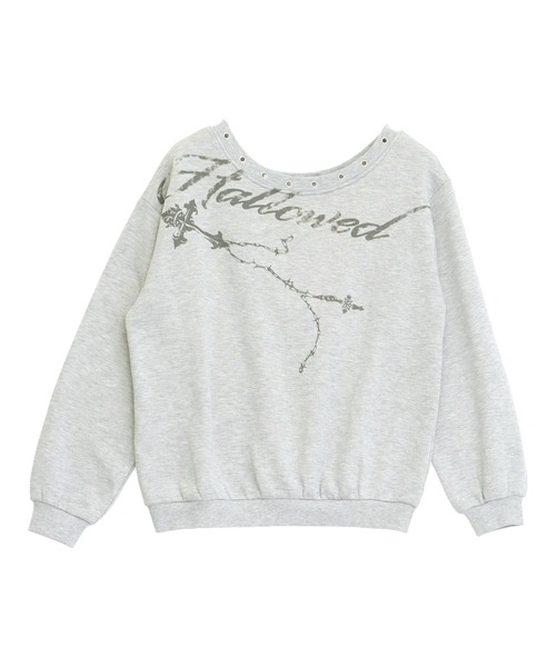 ANAP（アナップ）の「ハトメ付き  オフショル プリント ボリューム スウェット（スウェット・レディース・ダークアッシュ/グレー・F）」の15枚目の写真