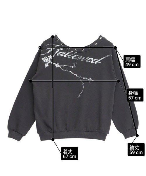 ANAP（アナップ）の「ハトメ付き  オフショル プリント ボリューム スウェット（スウェット・レディース・ダークアッシュ/グレー・F）」の21枚目の写真