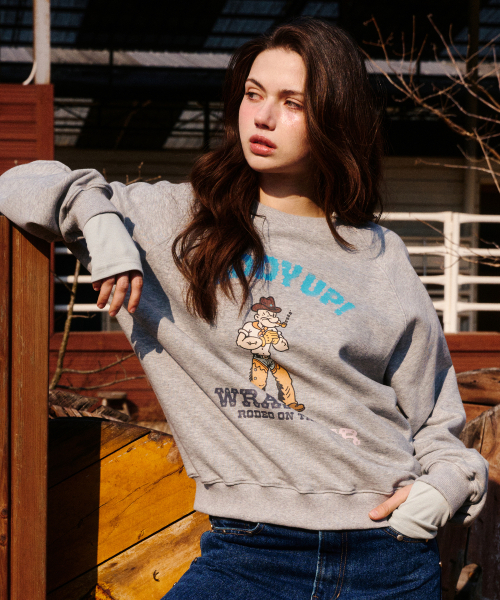 ERER(エルエル)の「Popeye Vintage Raglan Sweatshirt Melange Gray(スウェット・レディース・ライトグレー・2/1)」の7枚目の写真