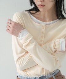 GALLEST（ギャレスト）の「バイカラーヘンリーネックカットソー（Tシャツ/カットソー）」