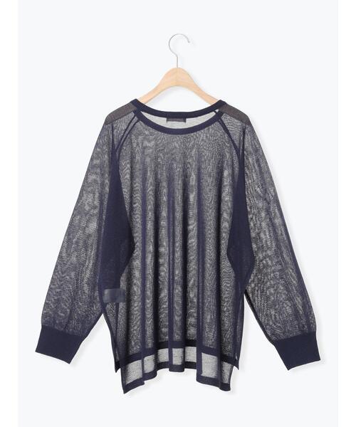 Samansa Mos2（サマンサ モスモス）の「ペーパーライクニットプルオーバー（ニット/セーター・レディース・ネイビー/ミント/グレー系その他・F）」の4枚目の写真