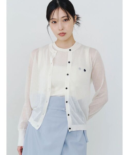 POLO BCS（ポロ ビーシーエス）の「【POLO BCS】シアーアンサンブルニット（カーディガン/ボレロ・レディース・ブラウン/ピンク/ネイビー/ブルー/オフホワイト・MEDIUM）」の2枚目の写真