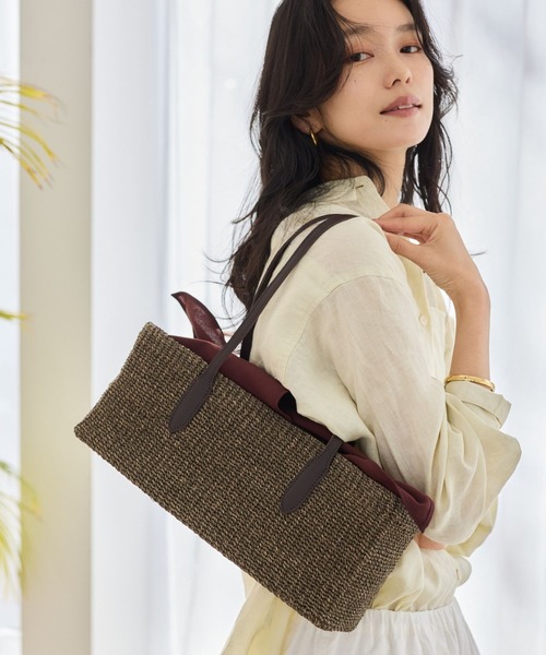 The Bagmati(ザバグマティ)の「Bagmati(バグマティ) / スクエアカゴBAG【『ネルソンさん』ご紹介アイテム】(かごバッグ・レディース・ブラック/チョコ・FREE)」の3枚目の写真