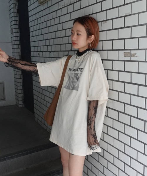 TEEN BOOP(ティーンブープ)の「クラシックフォトルーズTee(Tシャツ/カットソー・レディース・オフホワイト/ブラック・FREE)」の1枚目の写真