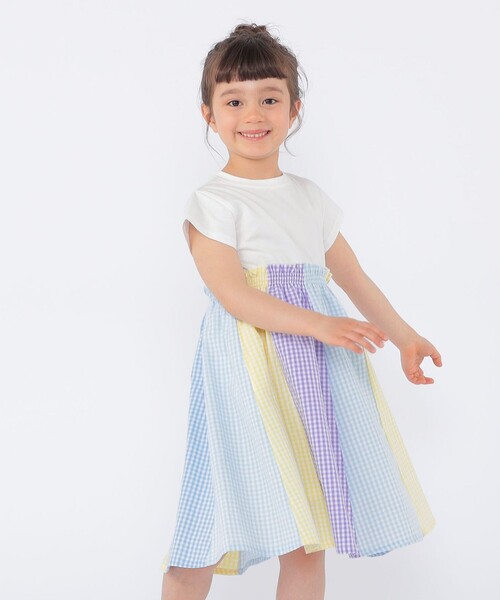 SHIPS KIDS:100～130cm / パネル 切替 ワンピース（ワンピース