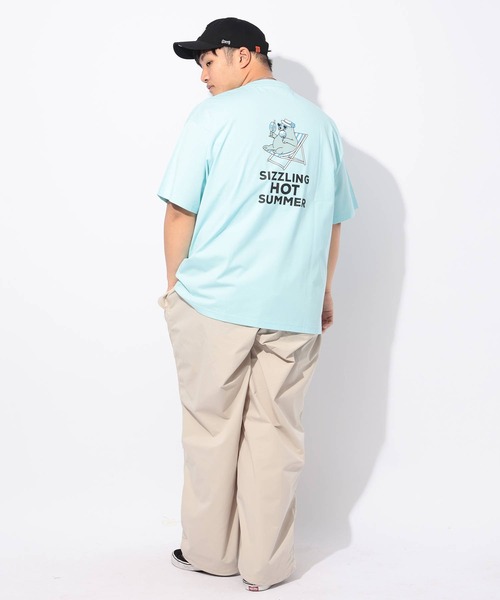 B&T CLUB（ビーティークラブ）の「Tシャツ 半袖 メンズ 大きいサイズ ヒヤテック USAコットン アニマルプリント クルーネック B＆T CLUB (ビーアンドティークラブ)（Tシャツ/カットソー・メンズ・ネイビー/ホワイト/ブルー/ブラック・X2(4L～5L)/X1(3L～4L)/X3(6L～7L)/X4(8L～9L)）」の19枚目の写真