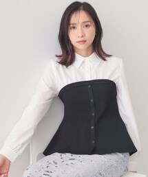 シャツドッキングペプラムニット【洗濯機OK】