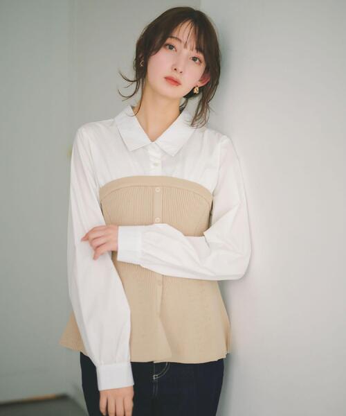 index(インデックス)の「シャツドッキングペプラムニット【洗濯機OK】(ニット/セーター・レディース・ネイビー系4/ブラック系7/ベージュ系その他7/グレー系その他5・38/36/40)」の22枚目の写真