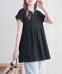 ミニVネック ペプラム フレンチスリーブ Tシャツ