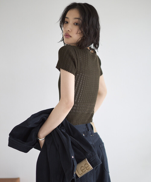 Firsthand（ファーストハンド）の「NOHRA/ノーラ Knit leotard / N26SS-K01 / コットンニット レオタード / ショートスリーブ ボディスーツ（Tシャツ/カットソー・レディース・ブラック/ホワイト/ダークブラウン・ﾌﾘ-）」の11枚目の写真