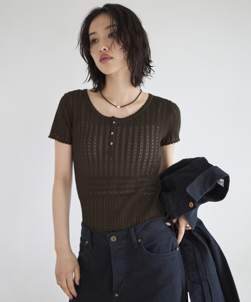 Firsthand（ファーストハンド）の「NOHRA/ノーラ Knit leotard / N26SS-K01 / コットンニット レオタード / ショートスリーブ ボディスーツ（Tシャツ/カットソー・レディース・ブラック/ホワイト/ダークブラウン・ﾌﾘ-）」の13枚目の写真