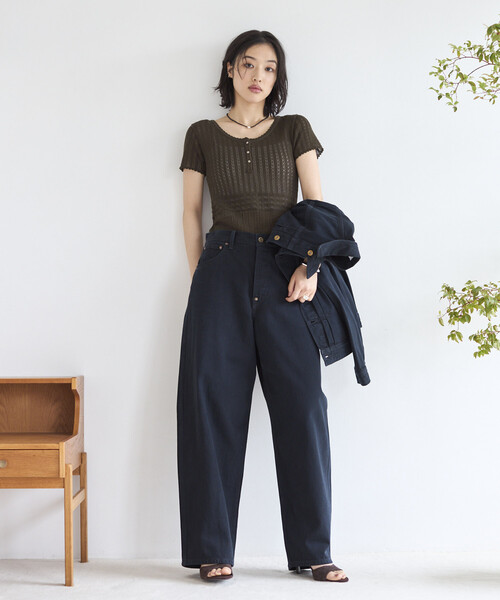 Firsthand（ファーストハンド）の「NOHRA/ノーラ Knit leotard / N26SS-K01 / コットンニット レオタード / ショートスリーブ ボディスーツ（Tシャツ/カットソー・レディース・ブラック/ホワイト/ダークブラウン・ﾌﾘ-）」の15枚目の写真