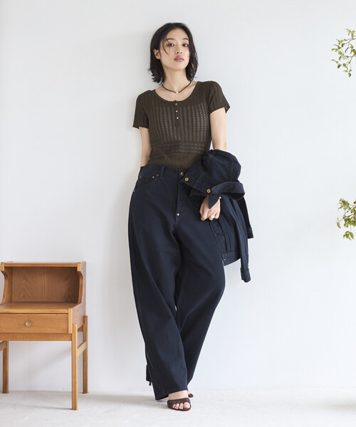 Firsthand（ファーストハンド）の「NOHRA/ノーラ Knit leotard / N26SS-K01 / コットンニット レオタード / ショートスリーブ ボディスーツ（Tシャツ/カットソー・レディース・ブラック/ホワイト/ダークブラウン・ﾌﾘ-）」の16枚目の写真