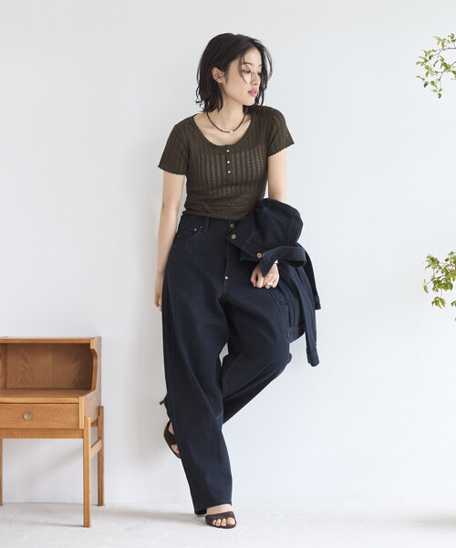 Firsthand（ファーストハンド）の「NOHRA/ノーラ Knit leotard / N26SS-K01 / コットンニット レオタード / ショートスリーブ ボディスーツ（Tシャツ/カットソー・レディース・ブラック/ホワイト/ダークブラウン・ﾌﾘ-）」の18枚目の写真