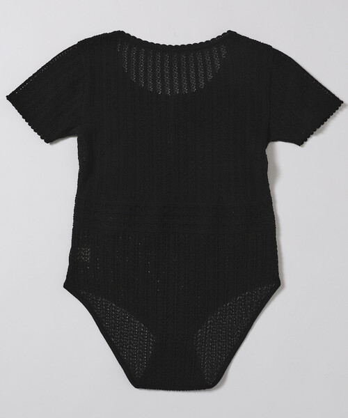 Firsthand(ファーストハンド)の「NOHRA/ノーラ Knit leotard / N26SS-K01 / コットンニット レオタード / ショートスリーブ ボディスーツ(Tシャツ/カットソー・レディース・ブラック/ホワイト/ダークブラウン・フリ-)」の4枚目の写真