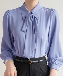 shoppinggo（ショッピングゴー）の「リボン付きシャツ ビジネス オフィス カジュアル トップス レース切替え 長袖 オフィス 韓国風 フォーマル 通勤OL（シャツ/ブラウス）」