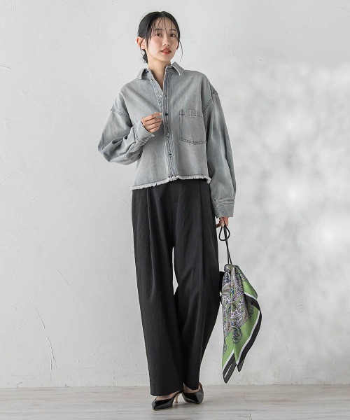 Droite lautreamont(ドロワットロートレアモン)の「デニムシャツジャケット(デニムジャケット・レディース・ブルー/ライトグレー/ピンク・M)」の8枚目の写真