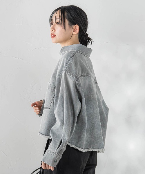 Droite lautreamont(ドロワットロートレアモン)の「デニムシャツジャケット(デニムジャケット・レディース・ブルー/ライトグレー/ピンク・M)」の6枚目の写真