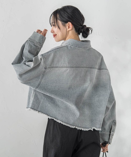 Droite lautreamont(ドロワットロートレアモン)の「デニムシャツジャケット(デニムジャケット・レディース・ブルー/ライトグレー/ピンク・M)」の7枚目の写真