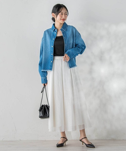 Droite lautreamont(ドロワットロートレアモン)の「デニムシャツジャケット(デニムジャケット・レディース・ブルー/ライトグレー/ピンク・M)」の19枚目の写真