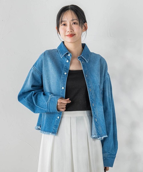 Droite lautreamont(ドロワットロートレアモン)の「デニムシャツジャケット(デニムジャケット・レディース・ブルー/ライトグレー/ピンク・M)」の13枚目の写真
