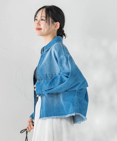 Droite lautreamont(ドロワットロートレアモン)の「デニムシャツジャケット(デニムジャケット・レディース・ブルー/ライトグレー/ピンク・M)」の15枚目の写真