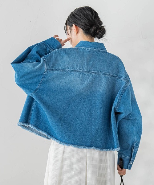 Droite lautreamont(ドロワットロートレアモン)の「デニムシャツジャケット(デニムジャケット・レディース・ブルー/ライトグレー/ピンク・M)」の16枚目の写真