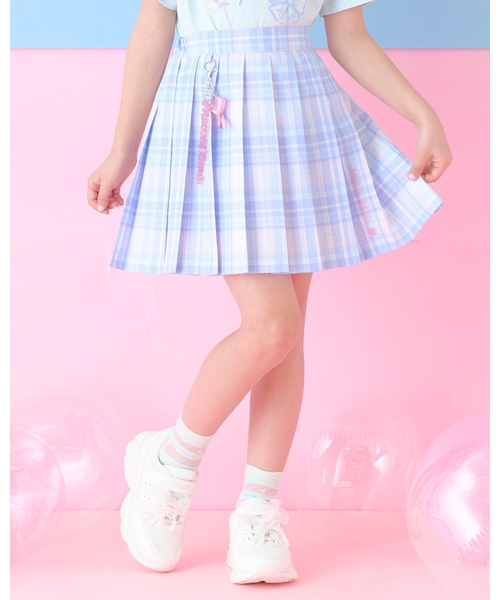 mezzo piano（メゾピアノ）の「チャームつき　チェックプリーツスカパン（スカート・キッズ・ラベンダー/カラフル・140cm/130cm/120cm）」の2枚目の写真