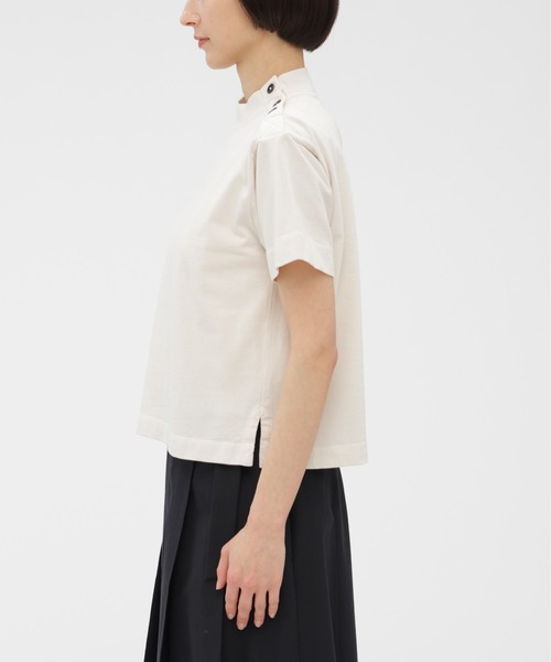 MHL.（エムエイチエル）の「GARMENT DYED TOUGH COTTON LINE（Tシャツ/カットソー・レディース・オフホワイト/ライトブルー/ネイビー・2）」の9枚目の写真