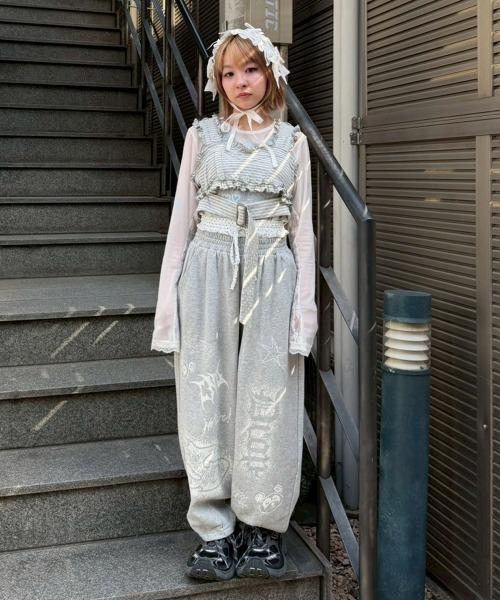 Candy Stripper（キャンディストリッパー）の「GRAFFITI LAYERED SWEAT パンツ（スウェットパンツ・レディース・ヘザーグレー/ブラック/グレー・FREE）」の12枚目の写真
