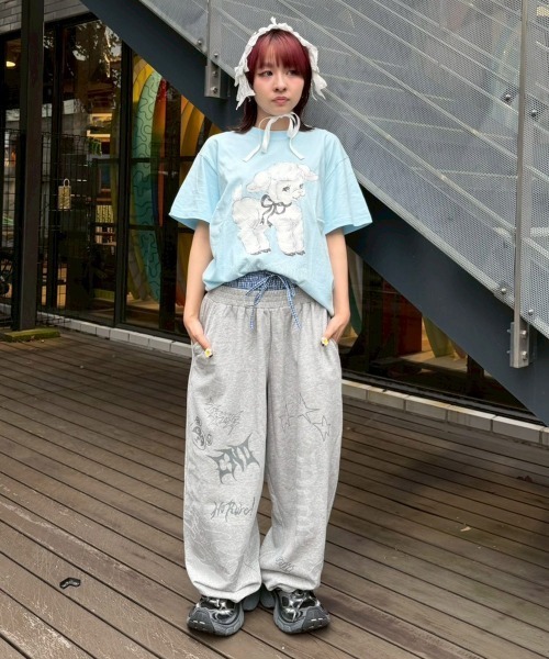 Candy Stripper(キャンディストリッパー)の「GRAFFITI LAYERED SWEAT パンツ(スウェットパンツ・レディース・ヘザーグレー/ブラック/グレー・FREE)」の5枚目の写真